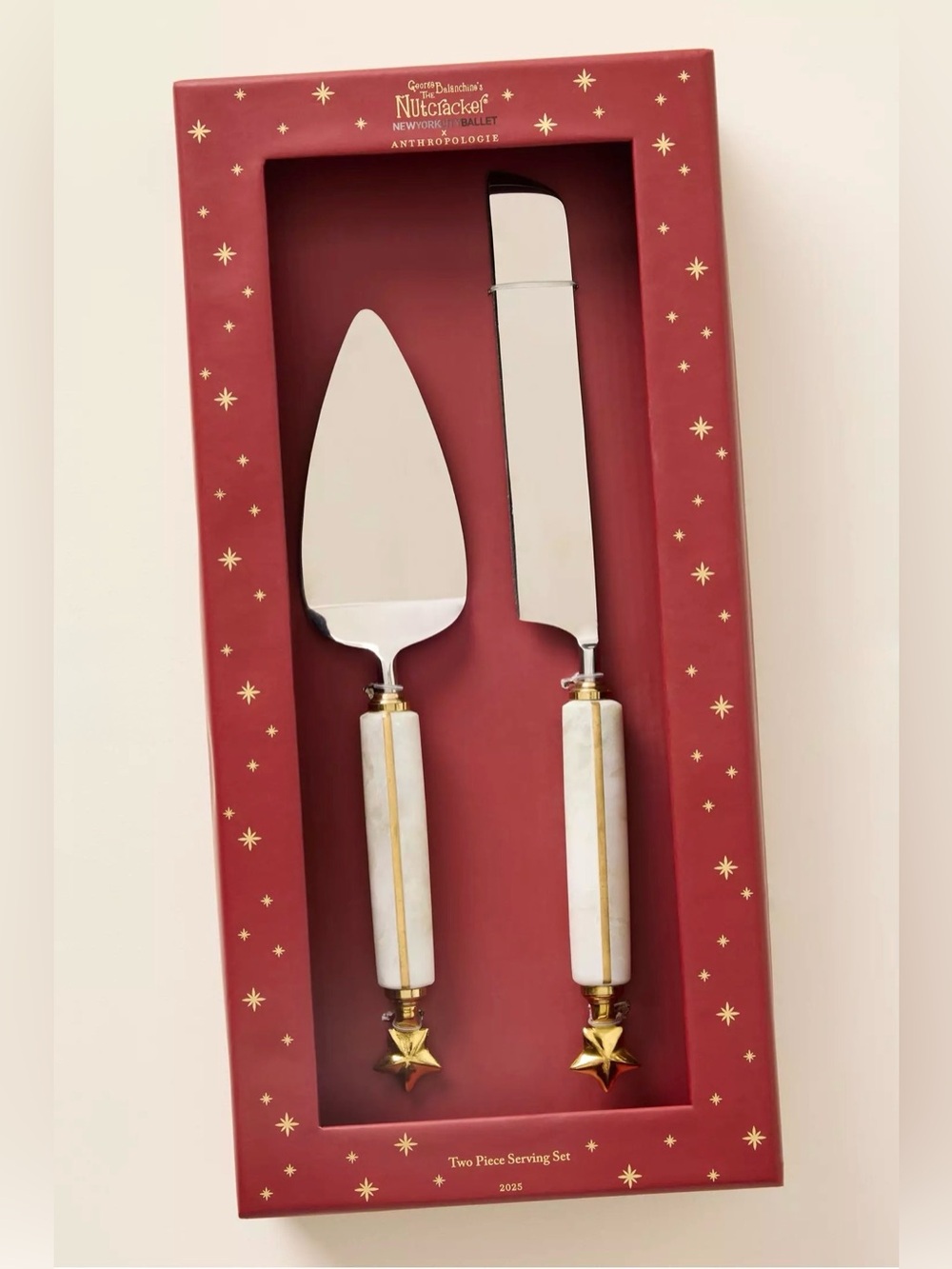 NEW Anthropologie 2025 New York City Ballet Nutcracker Marble Cake Serve Set